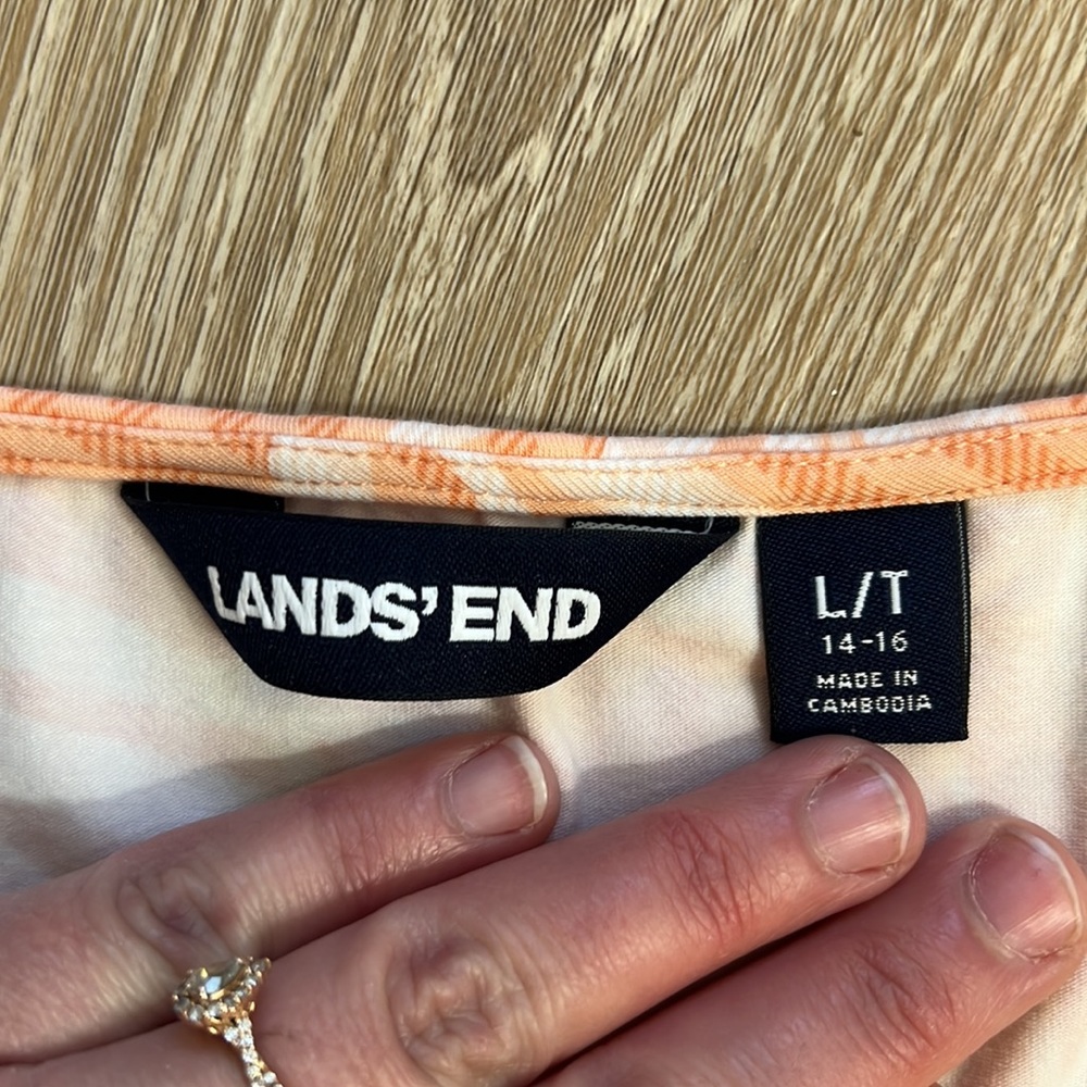 Lands End |  Coral Tropical Print Dress - Picture 5 of 6